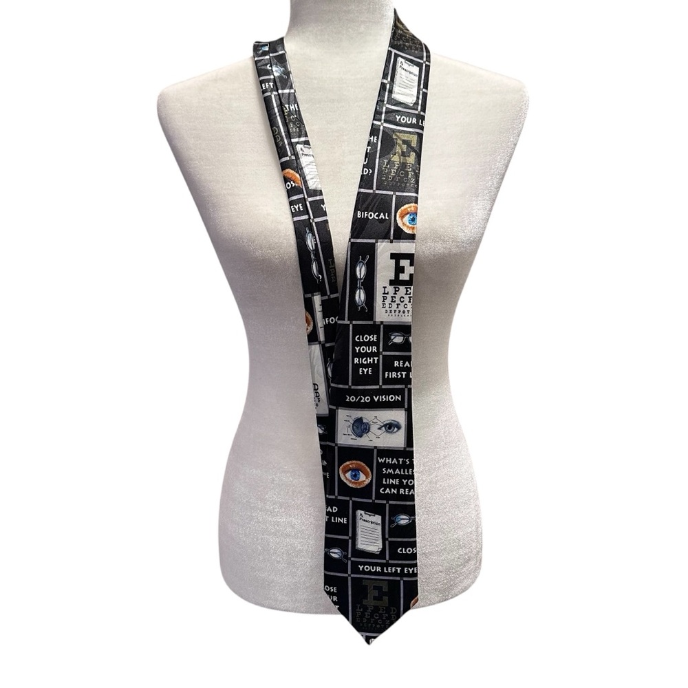 Steve Harris Eye‎ Chart Optometrist neck Tie - Black